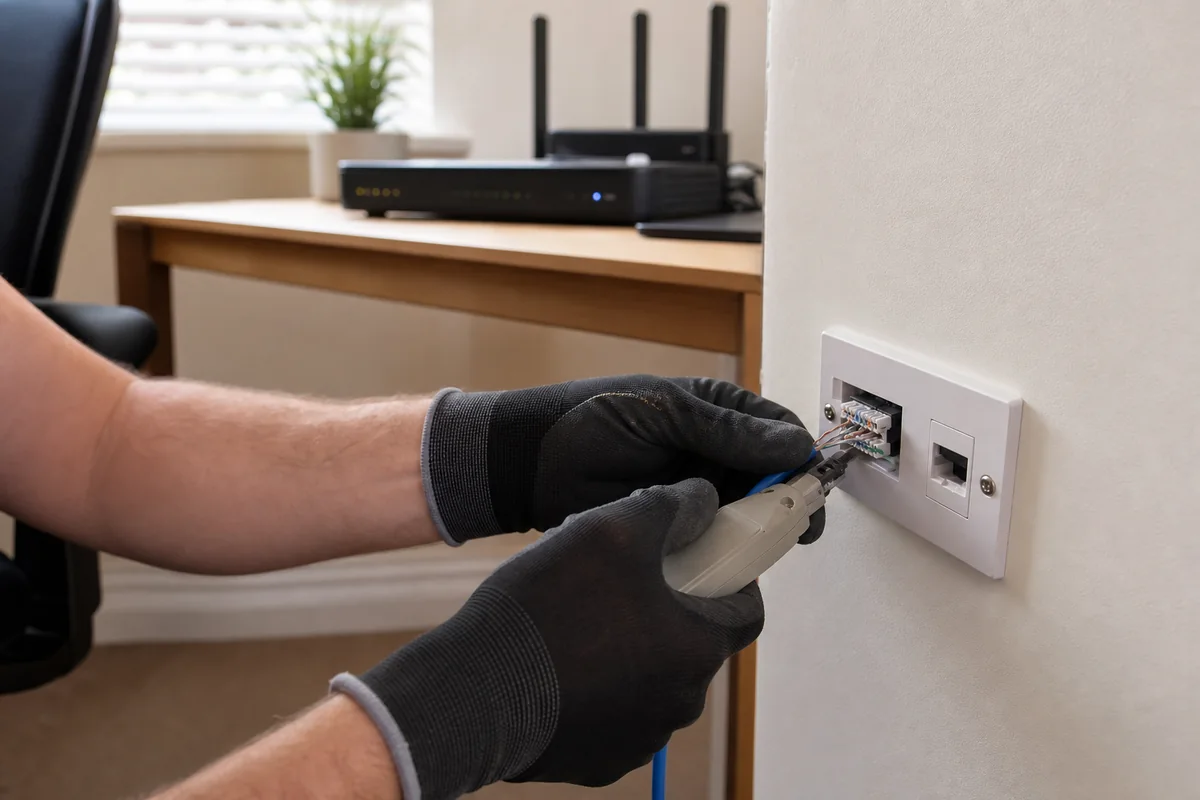 Fixaki installer working on structured network cabling