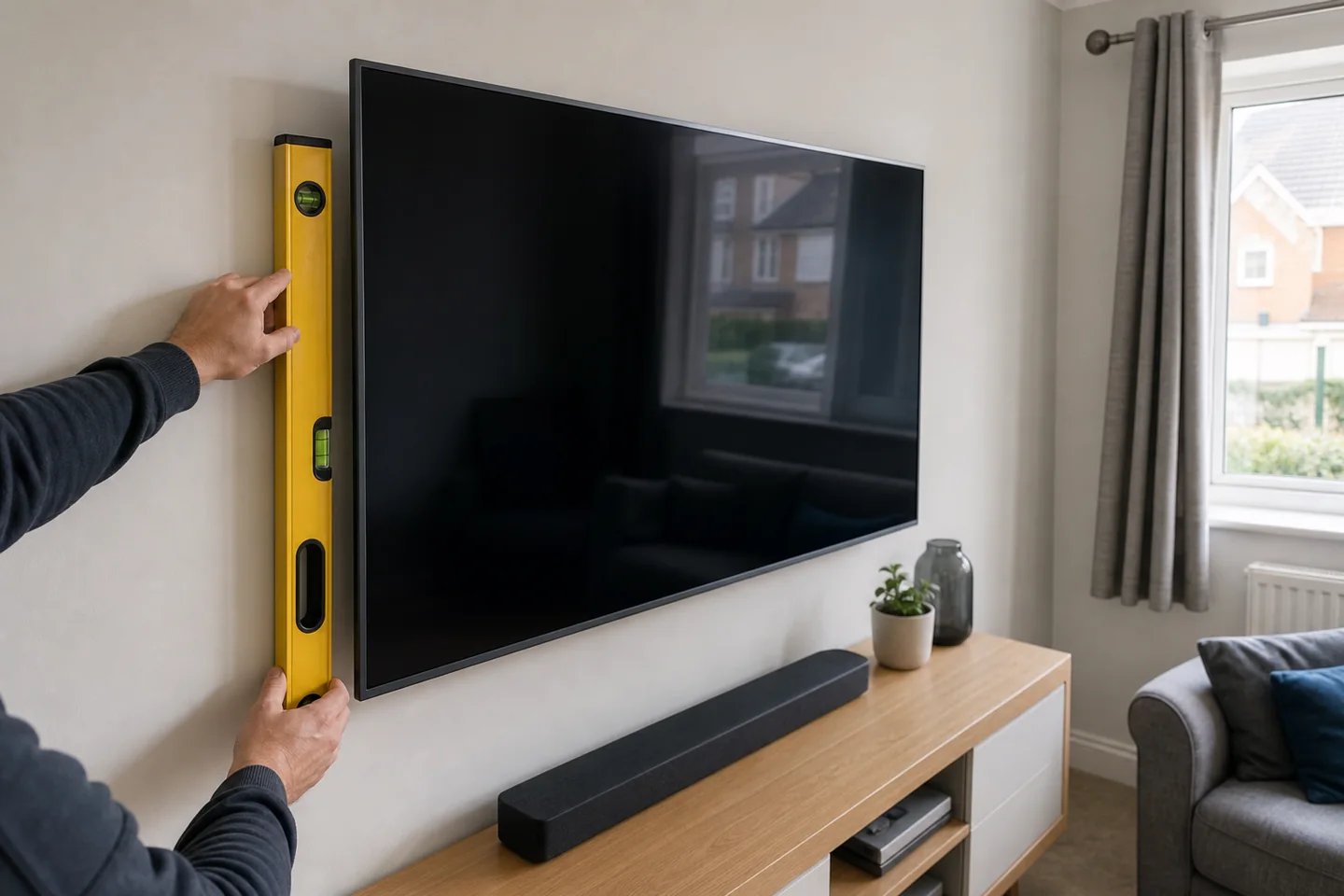 Wall-mounted TV installation